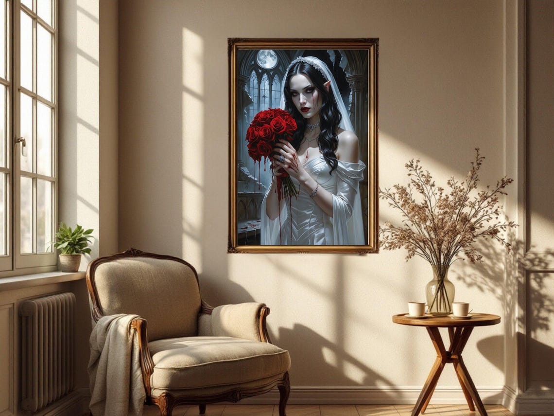 Gothic Vampire Bride, Dark Art Print - Image 2