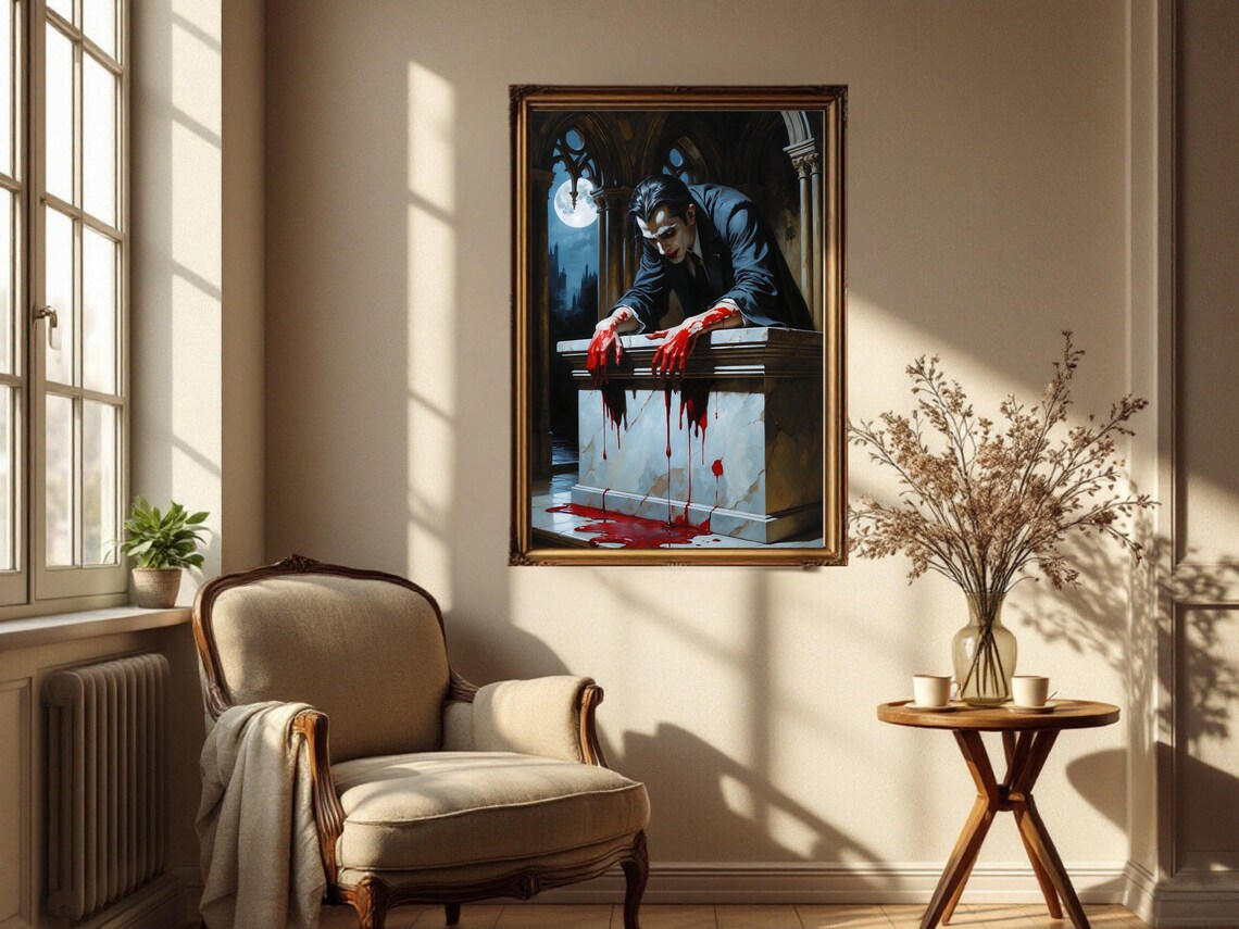 Gothic Vampire Horror, Blood Moon Castle Scene - Image 2
