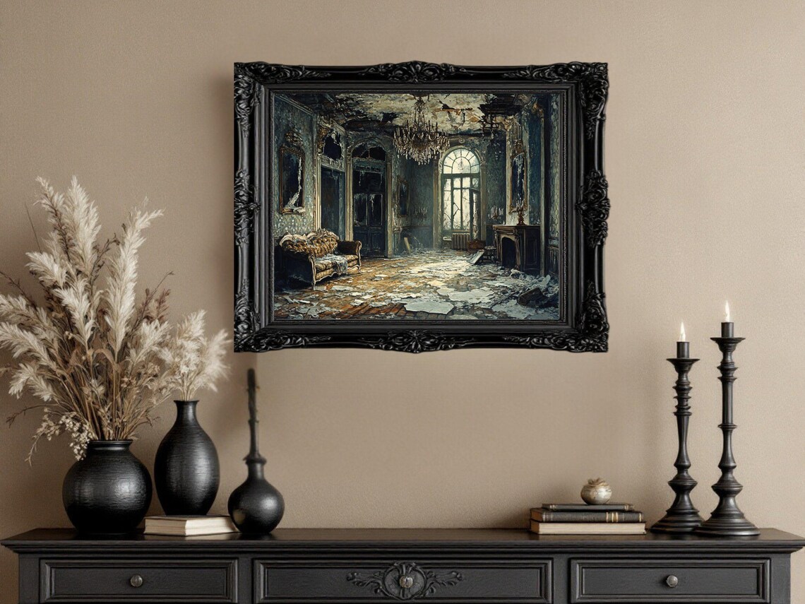 Abandoned Mansion, Vintage Gothic Interior Art Print - Image 3