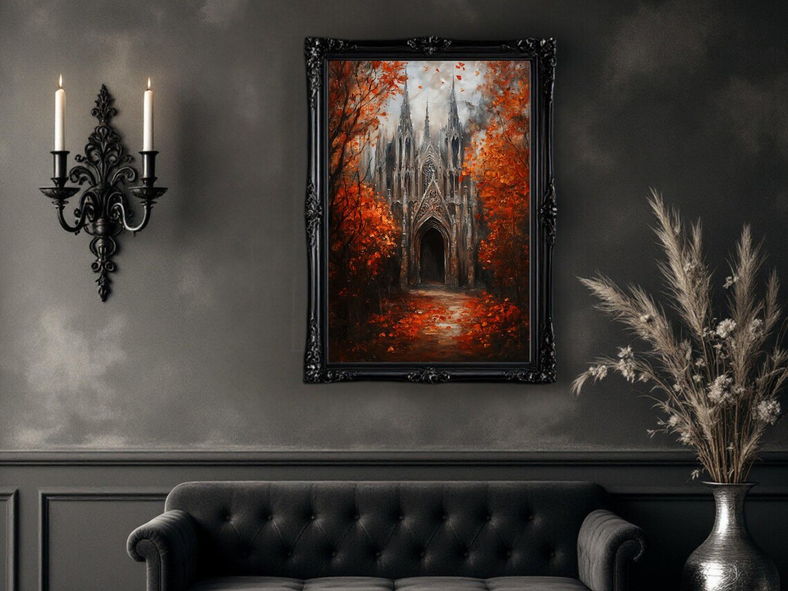 Gothic Cathedral, Autumn Forest Dark Fantasy Print - Image 2