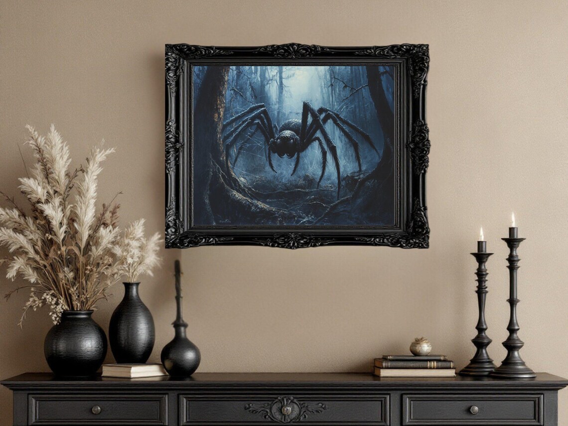 Mysterious Spider in Dark Forest, Gothic Nature Poster - Image 3