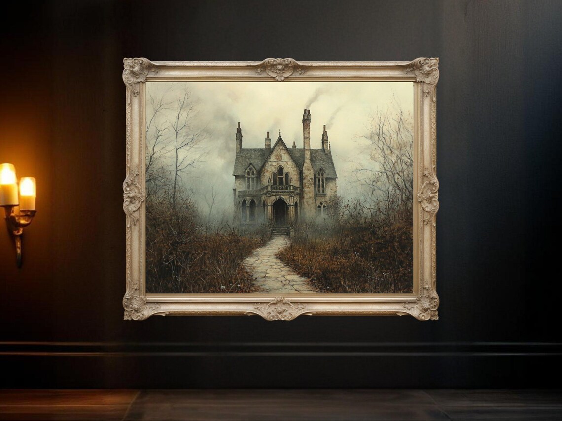 Haunted House Halloween Gothic Home Decor Poster