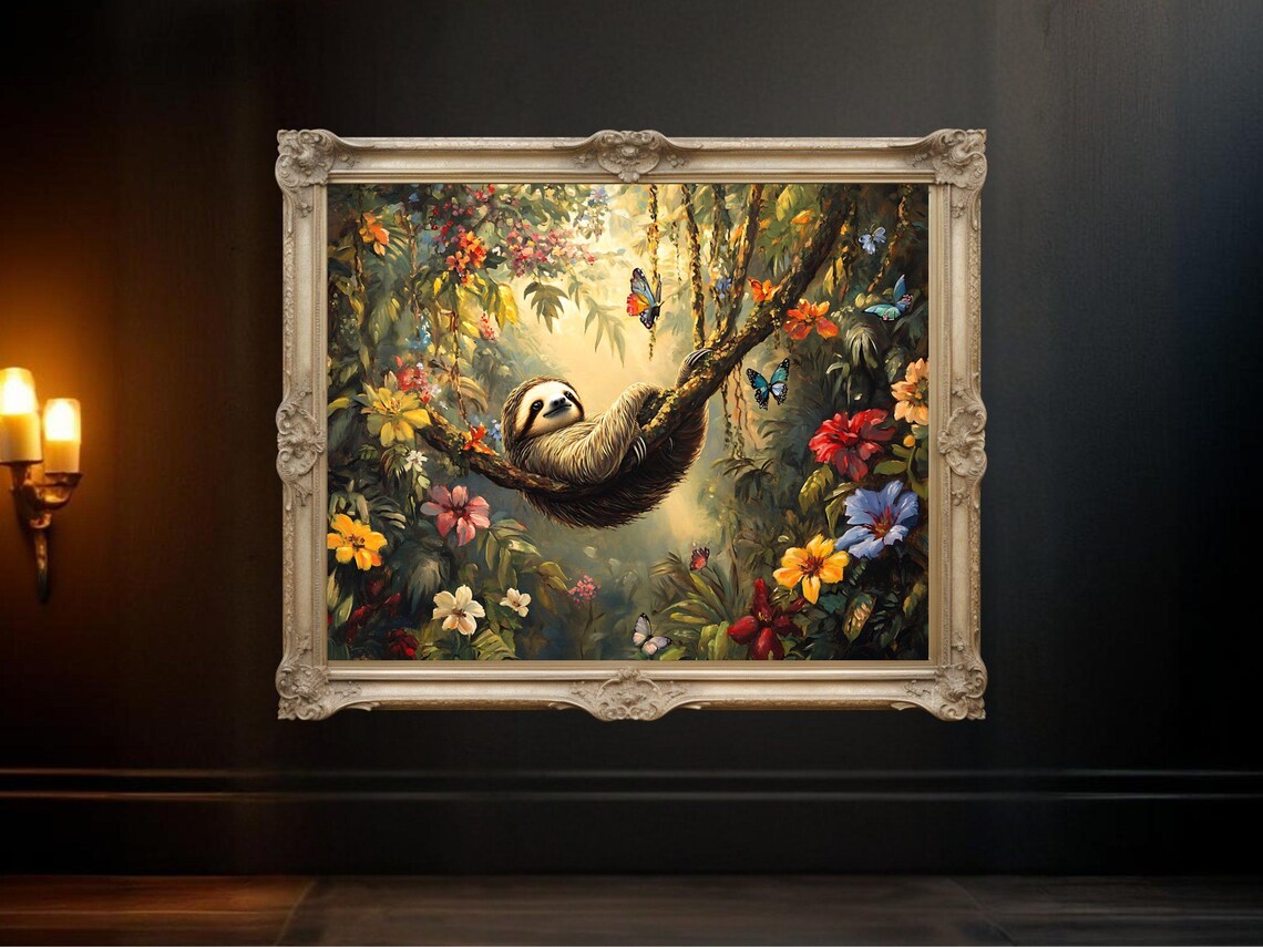 Sloth Jungle Animal Nursery Decor, Poster Print