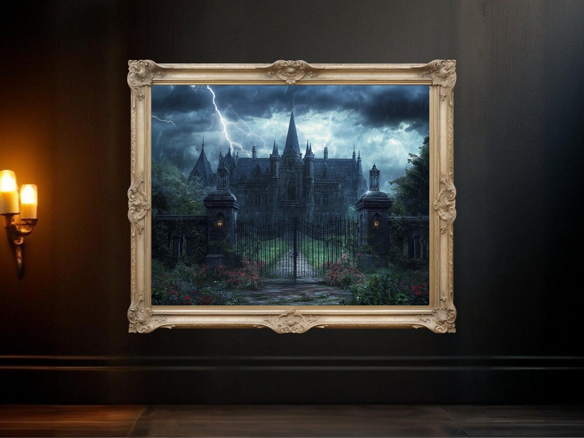 Haunted Gothic Mansion, Spooky Dark Fantasy Decor