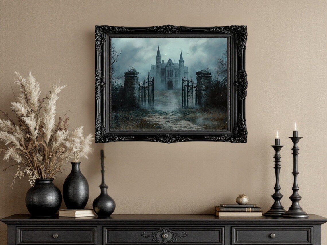 Haunted Mansion, Spooky Castle Gothic Halloween Art Print - Image 3