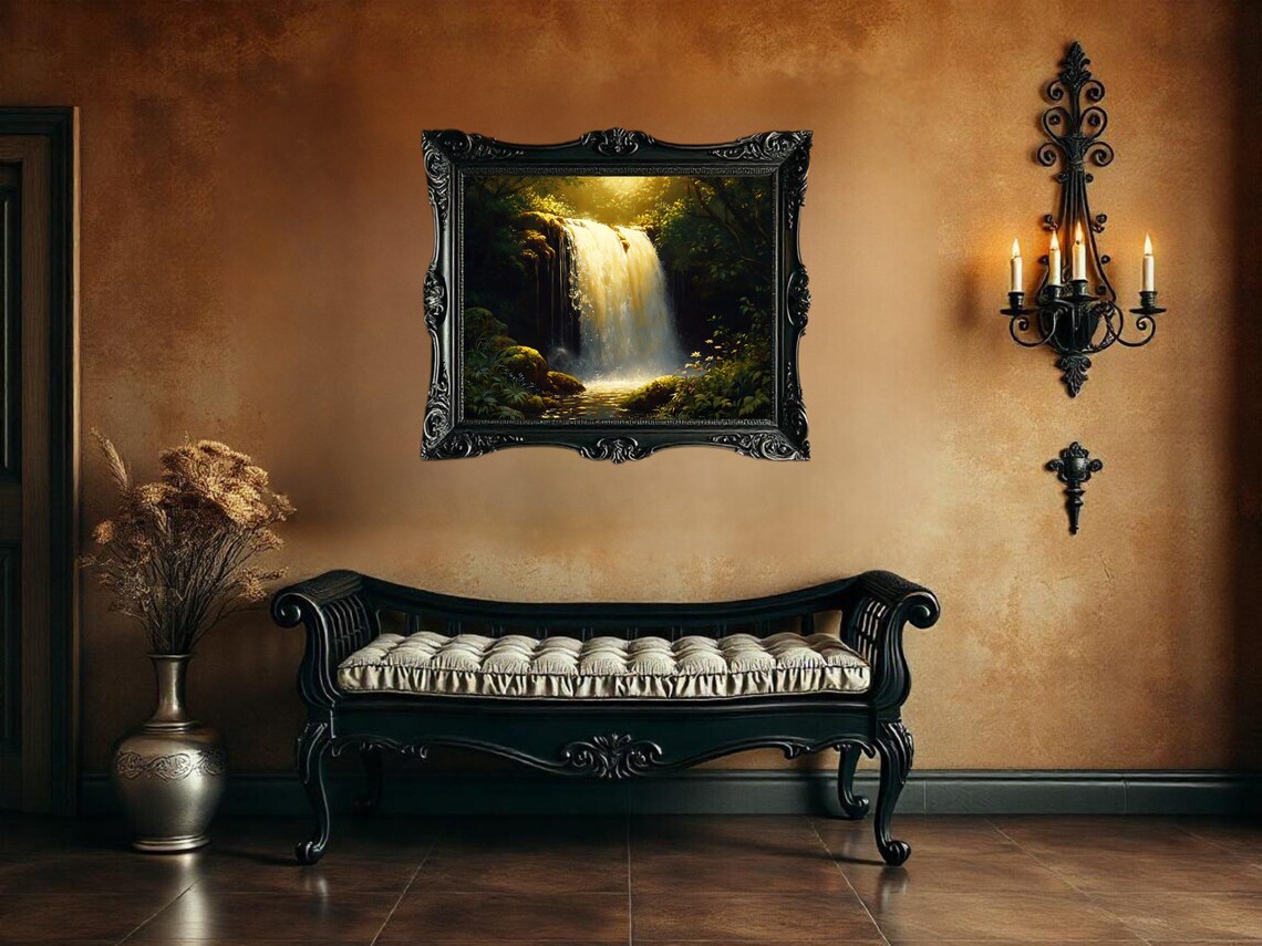Serene Waterfall Art, Tranquil Nature Landscape - Image 3