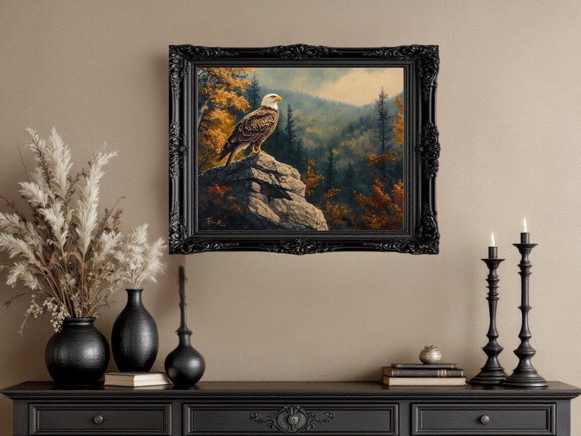 Majestic Eagle Art Print, Forest Wildlife Scene - Image 2