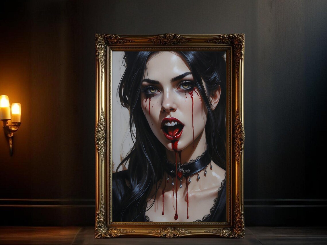 Gothic Vampire Art Print, Dark Fantasy Horror