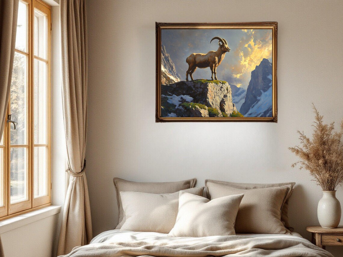 Majestic Mountain Goat, Rustic Mountain Landscape - Image 2