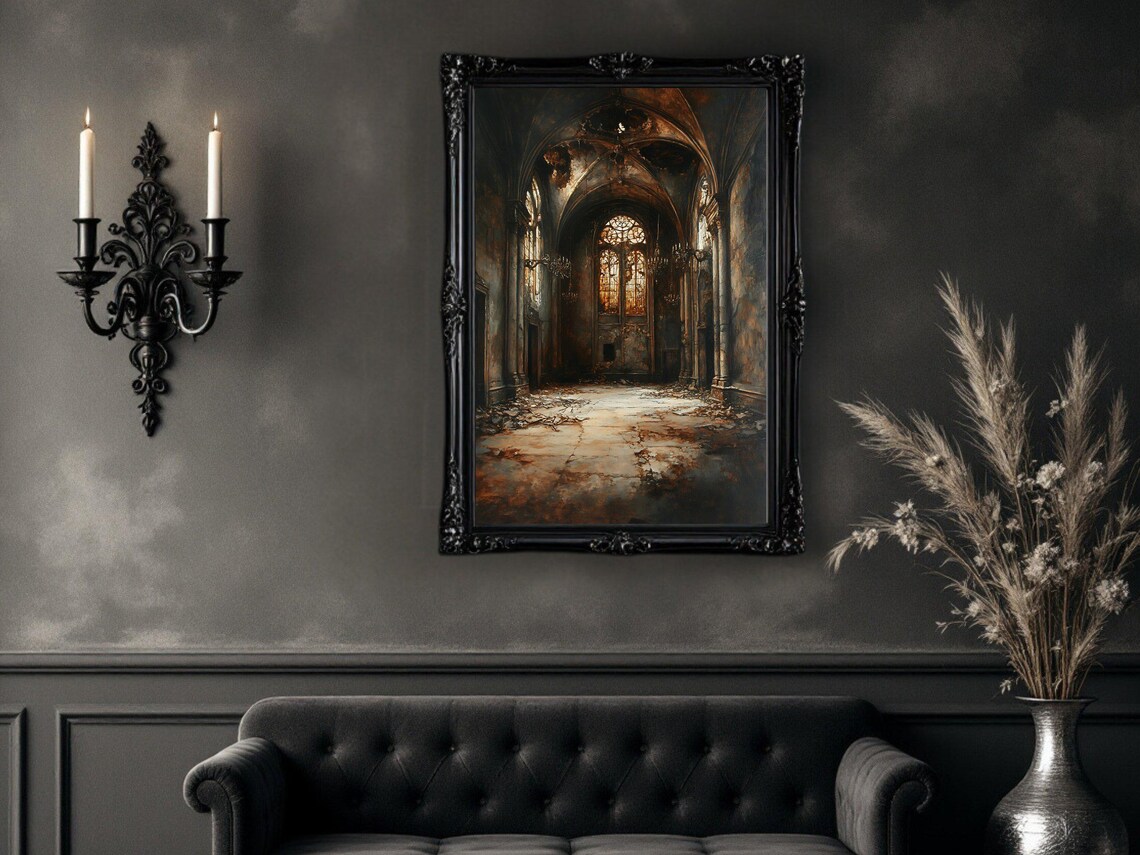 Haunted Gothic Cathedral, Eerie Abandoned Church Art Print - Image 2