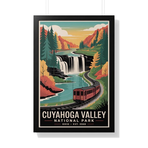 Cuyahoga Valley National Park Ohio Waterfall Train Travel Poster