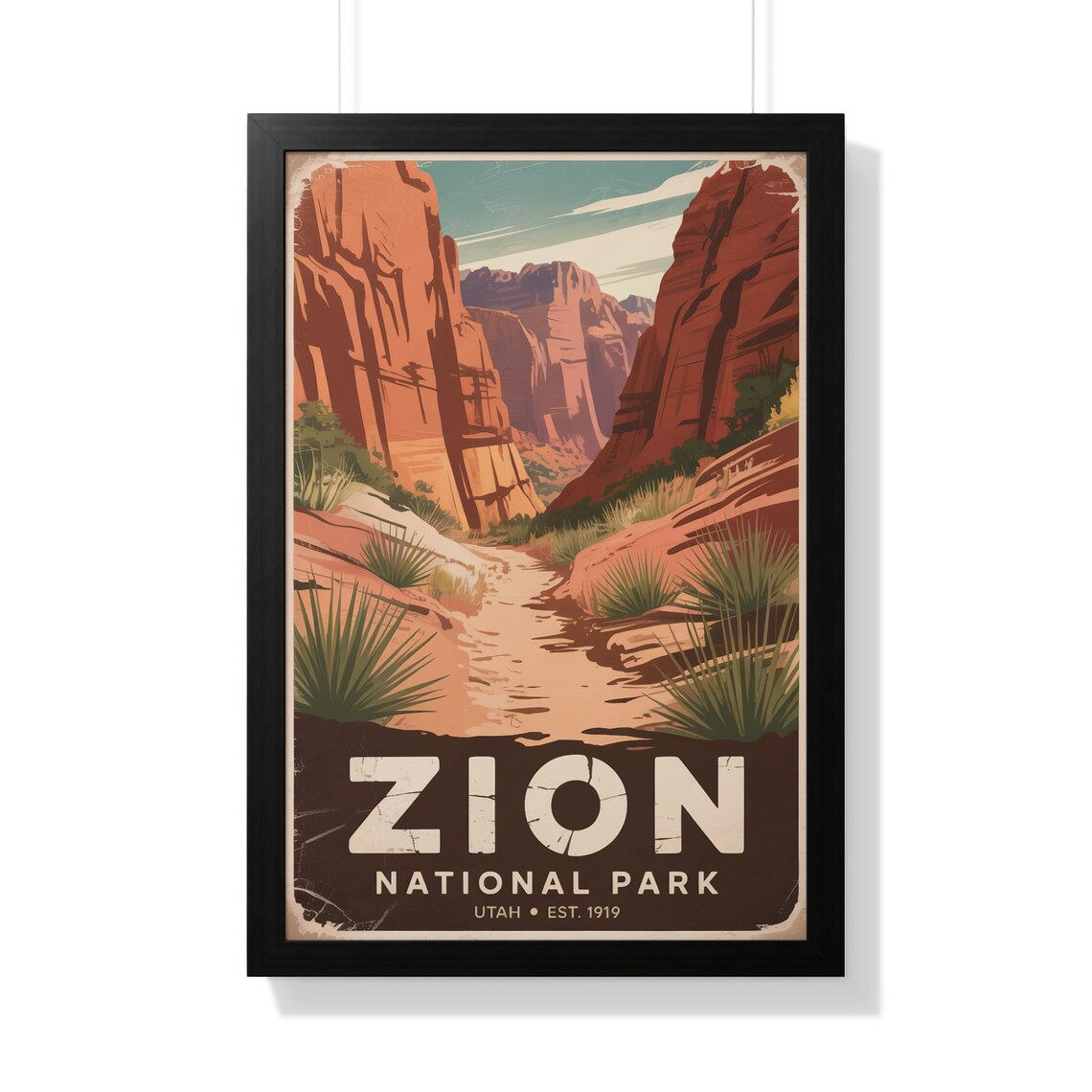 Zion National Park Utah Red Rock Canyon Vintage Travel Poster