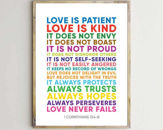 1 Corinthians 13:4-8 Scripture Wall Art Poster