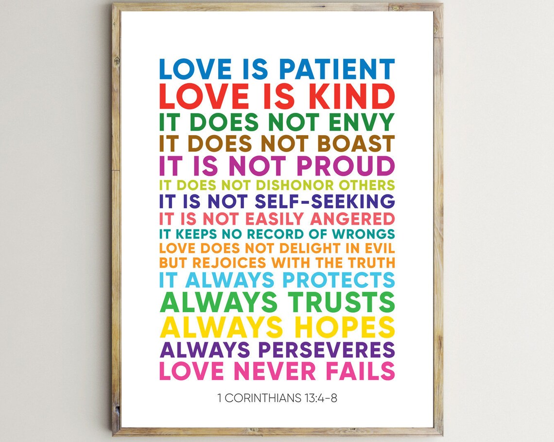 1 Corinthians 13:4-8 Scripture Wall Art Poster
