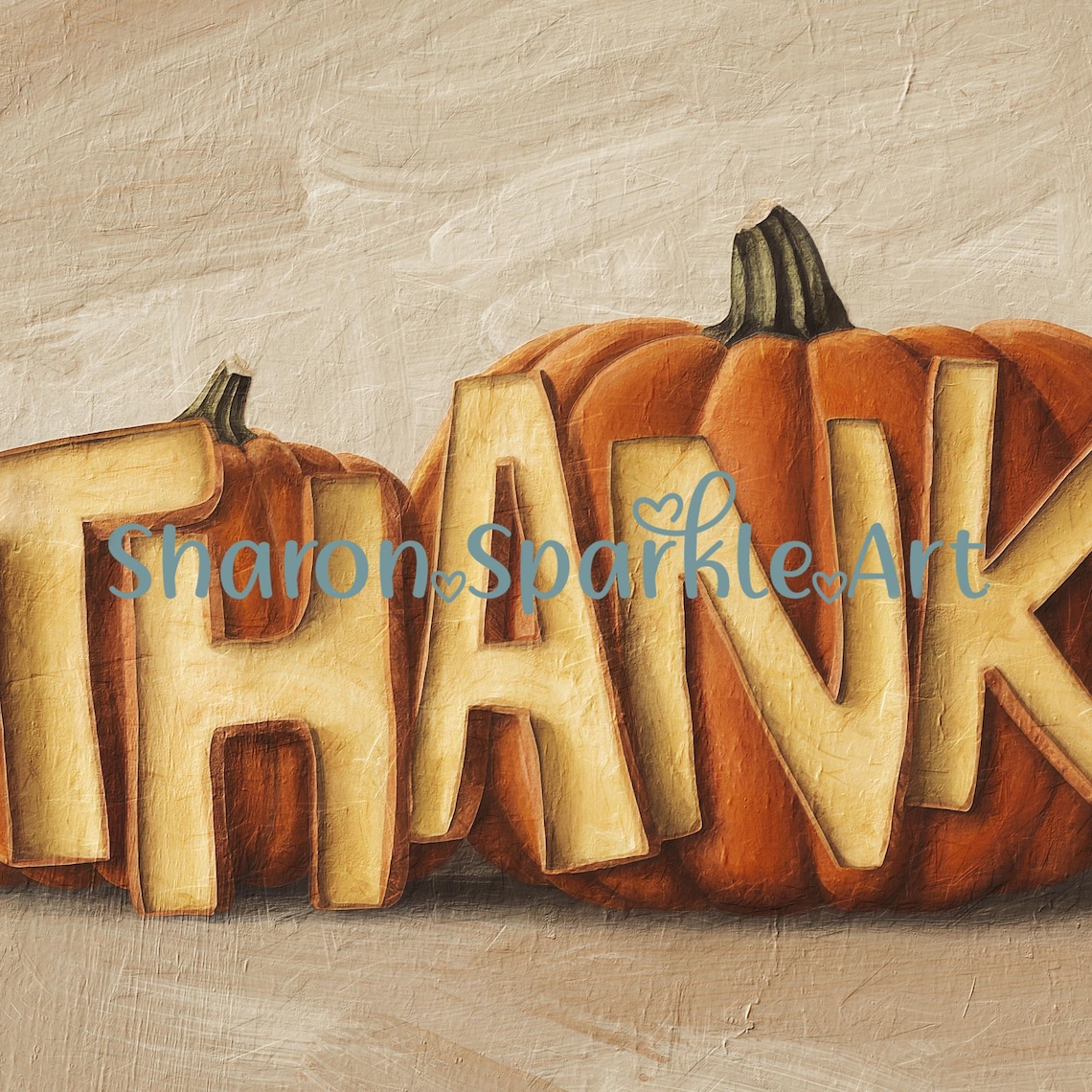 Thankful Wooden Letters Pumpkin Painting Rustic Thanksgiving Art Poster - Image 4