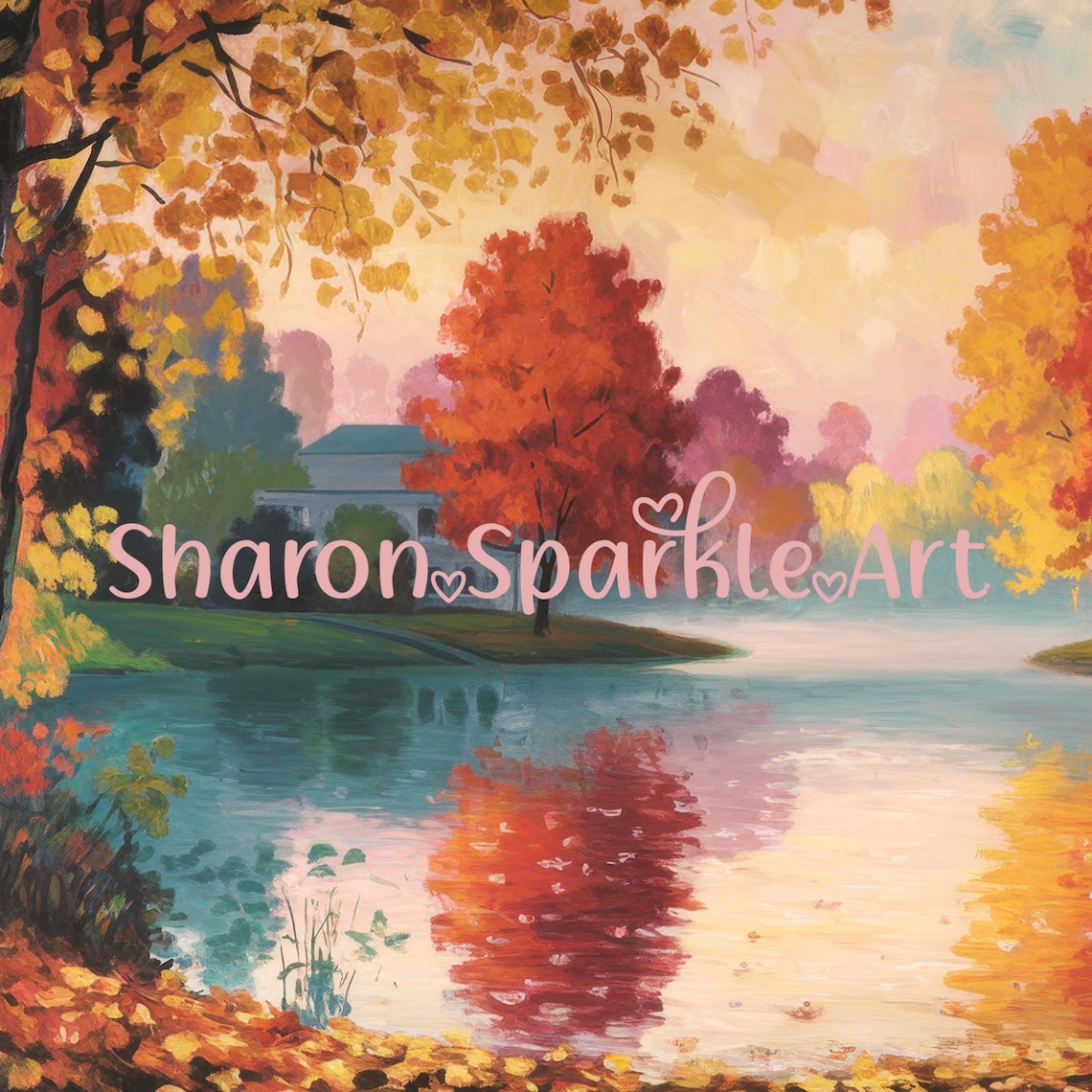 Autumn Rustic Fall Landscape Painting, Thanksgiving Decor - Image 4