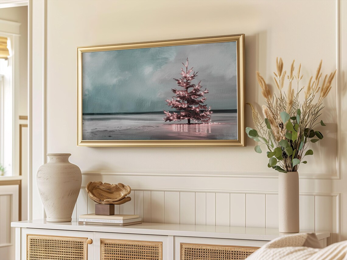 Coastal Winter Christmas Tree Art Print, Holiday Decor - Image 2