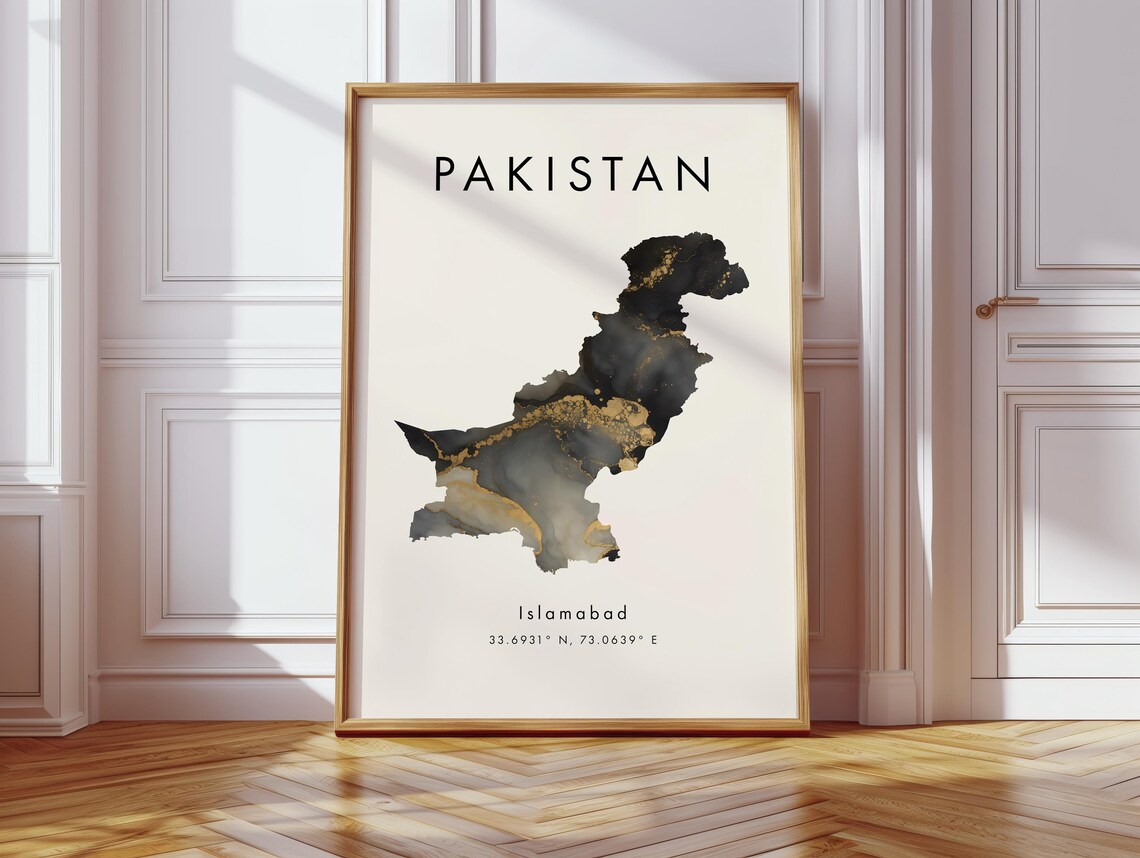 Pakistan Map Poster, Asia Wall Art Print
