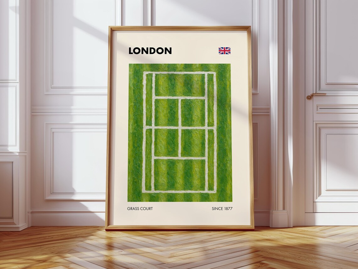 London Grand Slam Tennis Print, Tournament Travel Poster