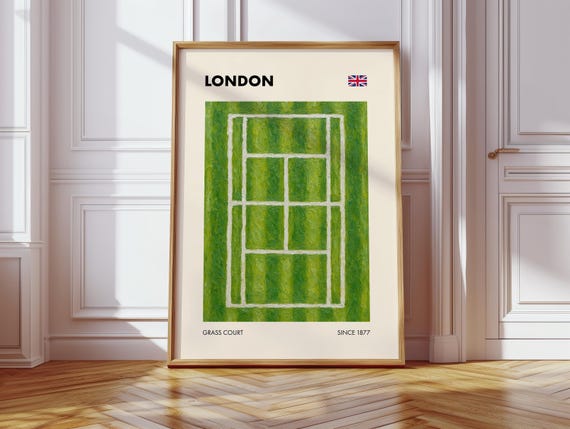 London Grand Slam Tennis Print, Tournament Travel Poster