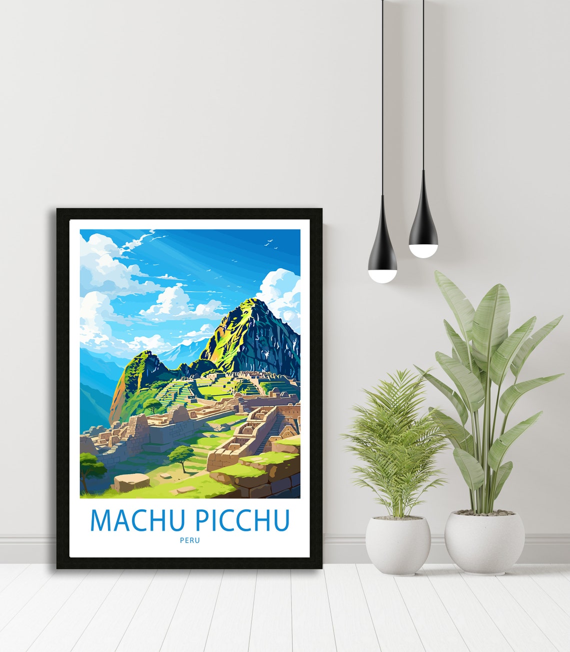 Machu Picchu Peru Ancient Ruins Mountain Illustrated Travel Poster - Image 5