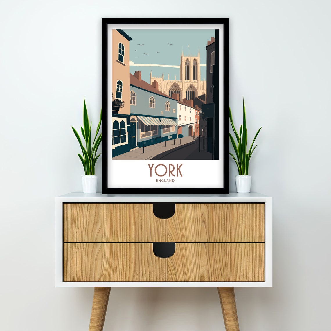 York England Historic Old Street Minster Tower Travel Poster - Image 2