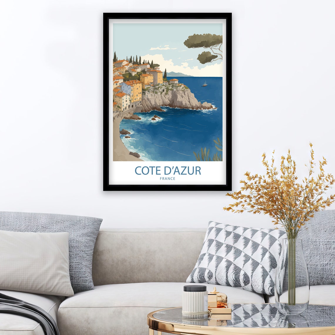 Cote Dazur Art Print Travel Poster Cote D Azur Poster France Print France Travel Poster Cote D Azur Print Cote D Azur Poster - Image 2