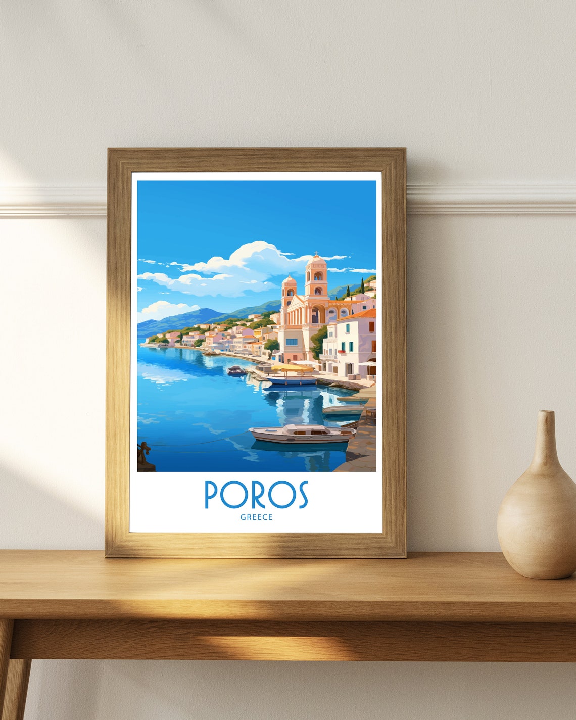 Poros Travel Print Wall Art Poros Wall Hanging Home Dcor Poros Gift Art Lovers Greece Art Lover Gift Poros Wall Dcor Print Poros Print Art - Image 4