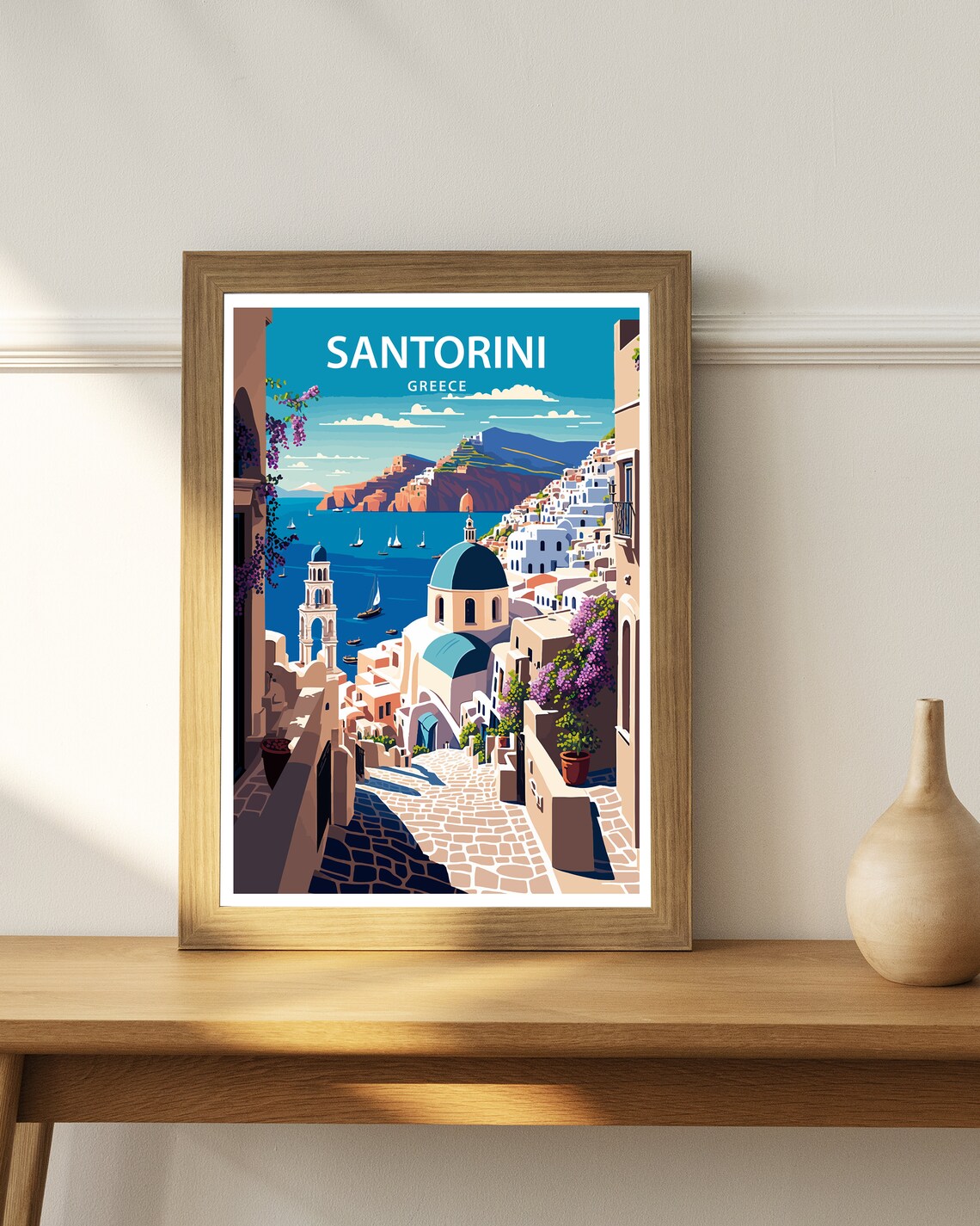 Santorini Greece Travel Poster, Europe Wall Art - Image 3