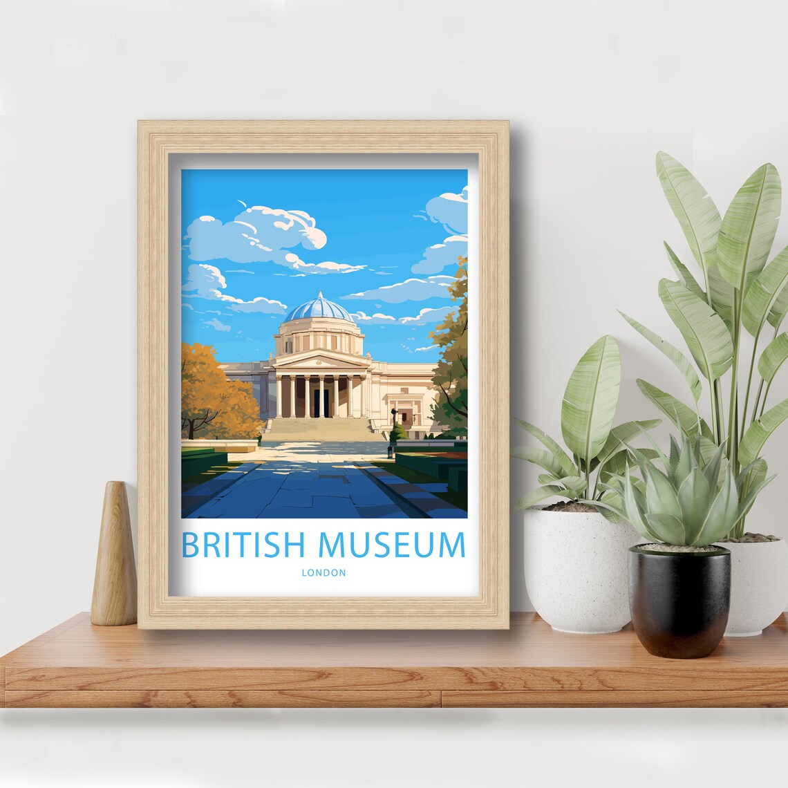 British Museum London Grand Facade Vintage Illustrated Travel Poster - Image 5