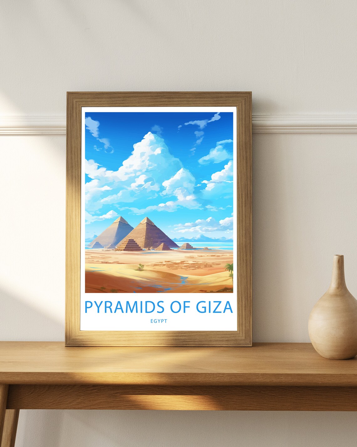 Pyramids of Giza Egypt Desert Sky Vintage Illustrated Travel Poster - Image 3