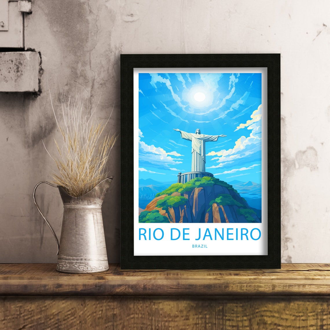 Rio de Janeiro Brazil Christ the Redeemer Illustrated Travel Poster - Image 6