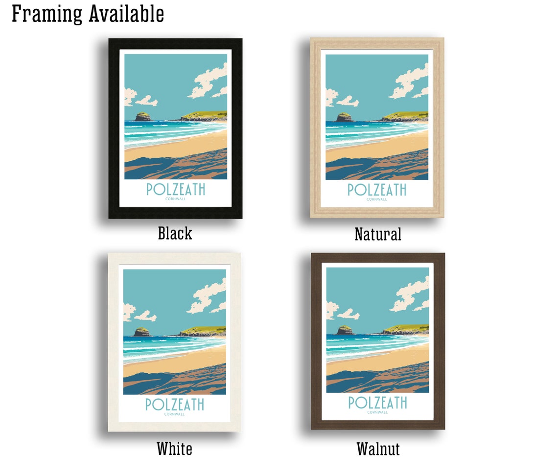 Polzeath Cornwall Long Sandy Beach Surf Coast Retro Travel Poster - Image 2