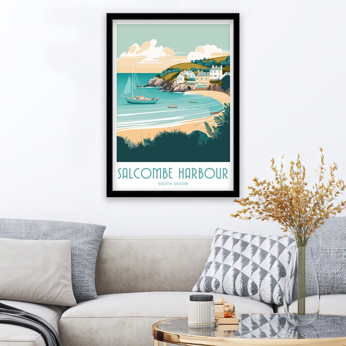 Salcombe Harbour Travel Poster, South Devon Landscape - Image 3