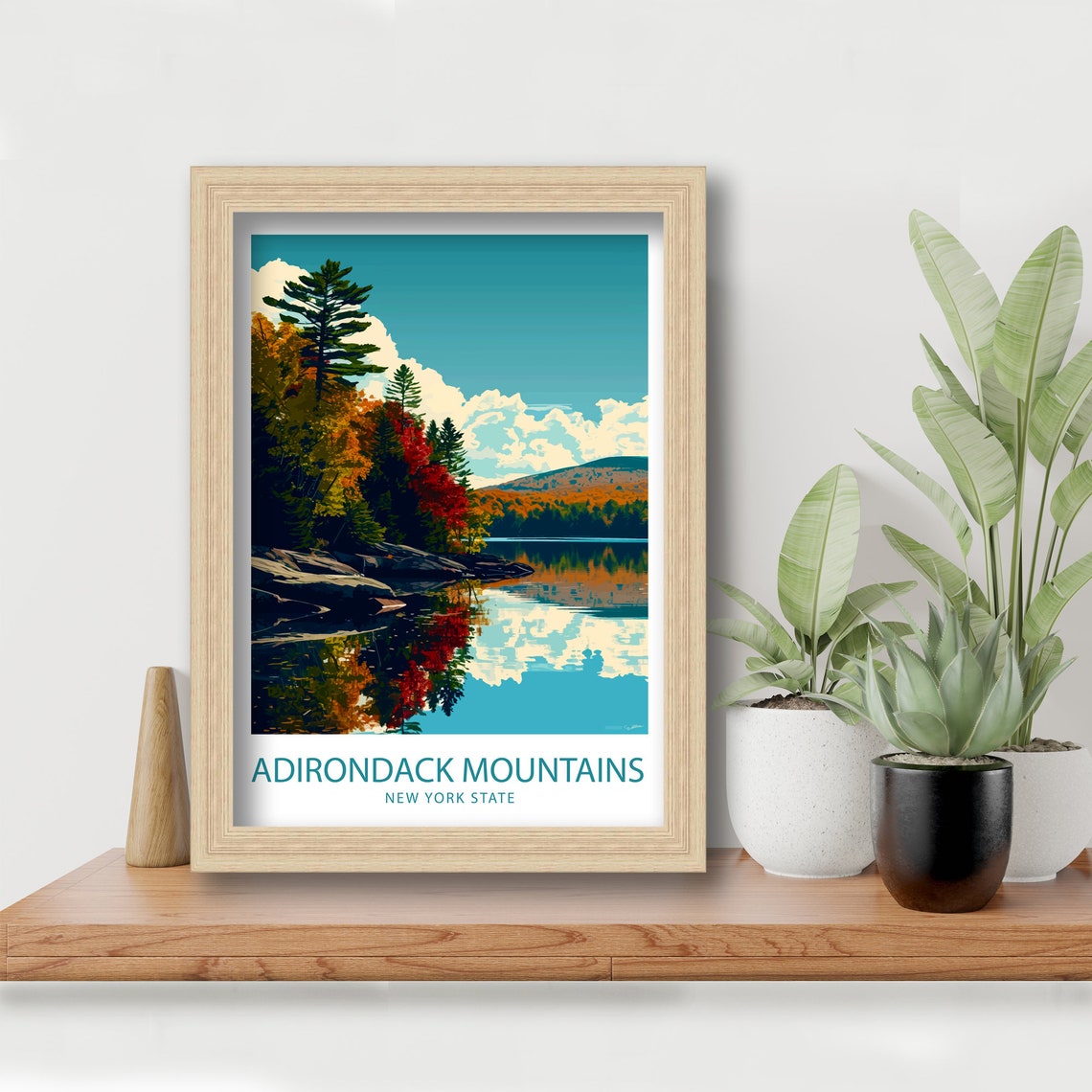 Adirondack Mountains New York Autumn Lake Reflection Travel Poster - Image 5
