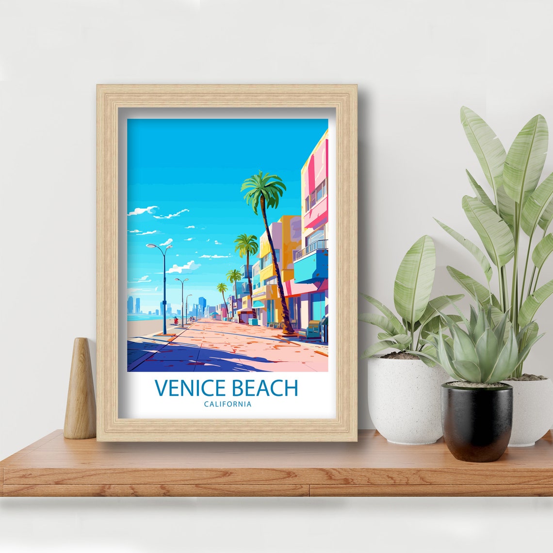 Venice Beach California Colorful Boardwalk Palm Trees Travel Poster - Image 5