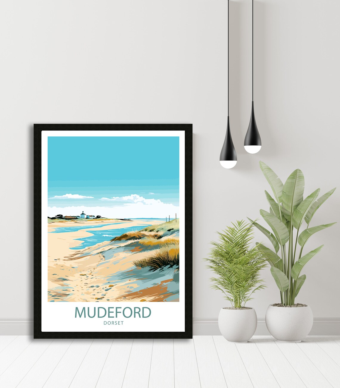 Mudeford Travel Poster, UK Coastal Town Art - Image 4