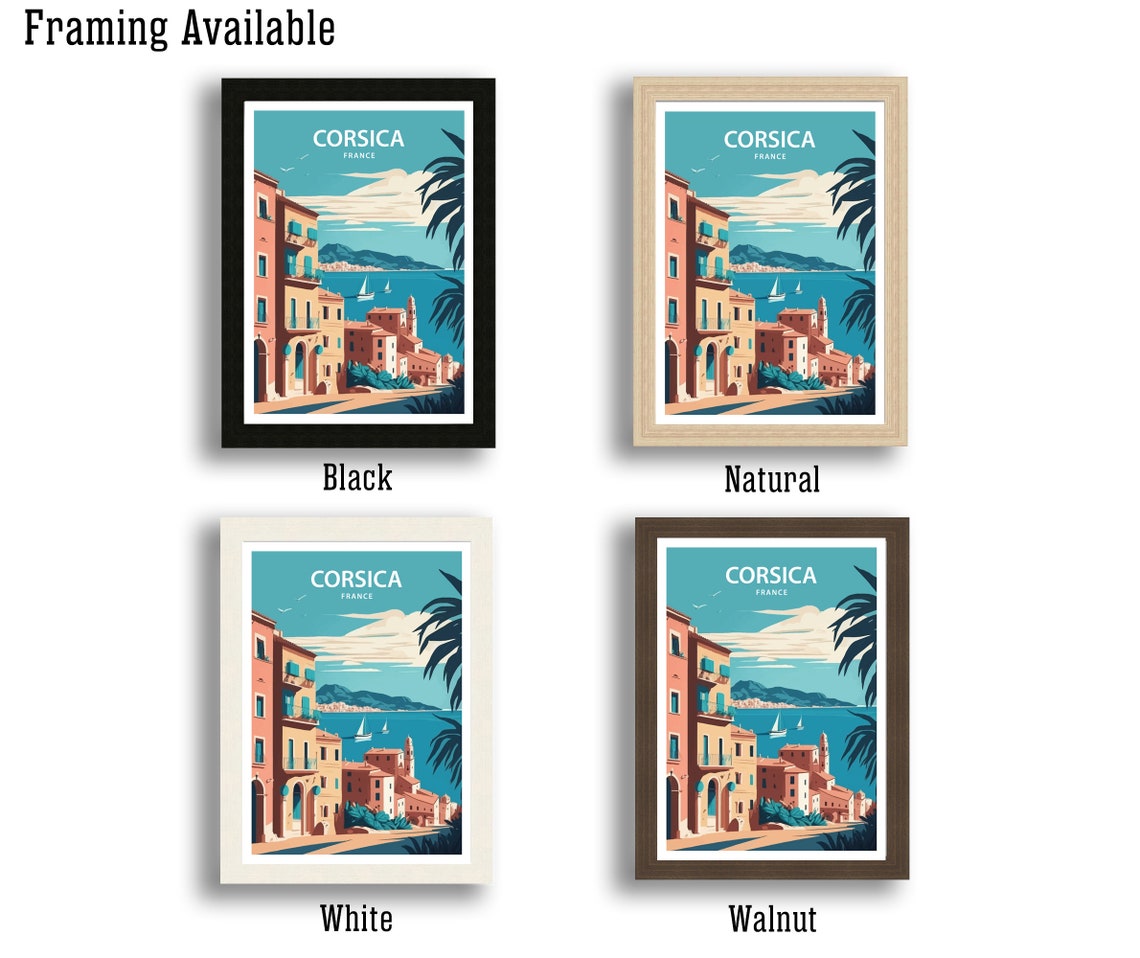 Corsica Travel Print Wall Art Corsica Travel Poster Gift For Corsica Scenery Wall Art Corsica France City Wall Art Gift Corsica France Art - Image 2