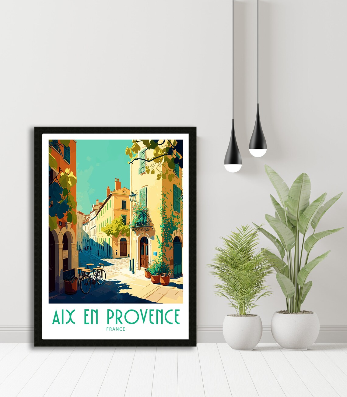 Aix En Provence France Old Town Street Bicycle Vintage Travel Poster - Image 6
