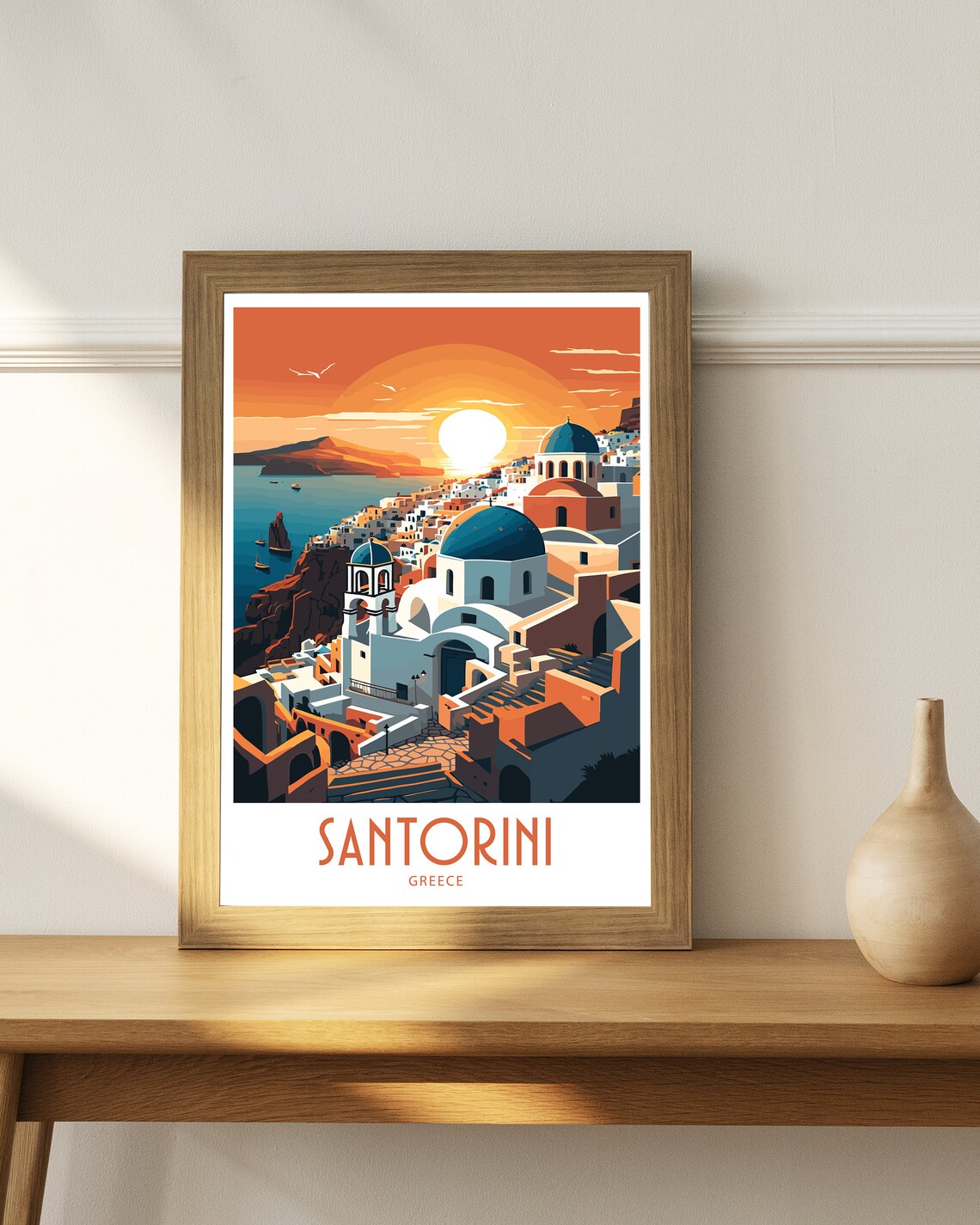 Santorini Illustration Travel Poster - Image 4