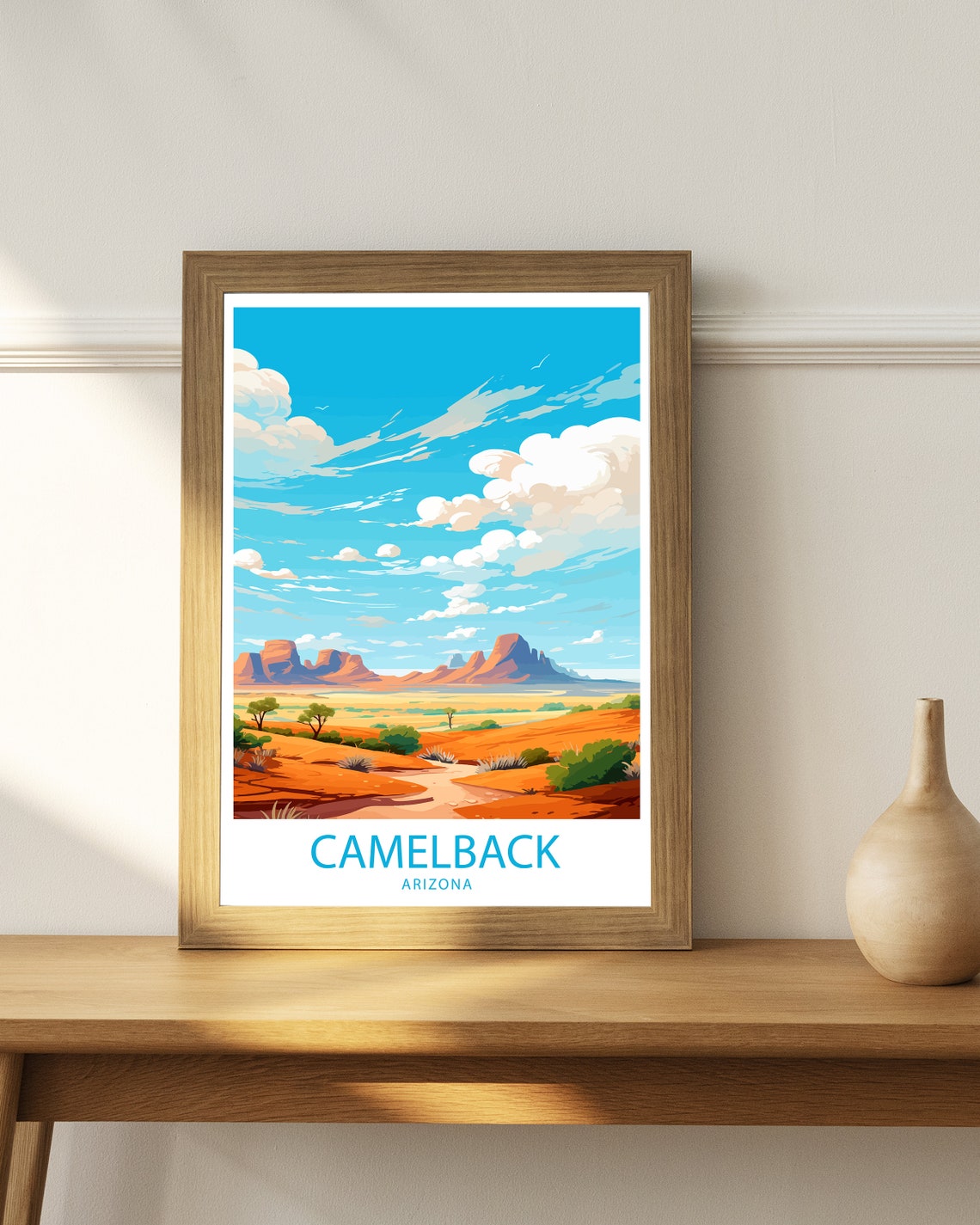 Camelback Arizona Red Rock Desert Peaks Under Bright Blue Sky Poster - Image 3