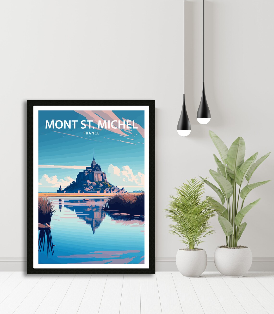 Mont St Michel France Abbey Island Reflection Vintage Travel Poster - Image 3