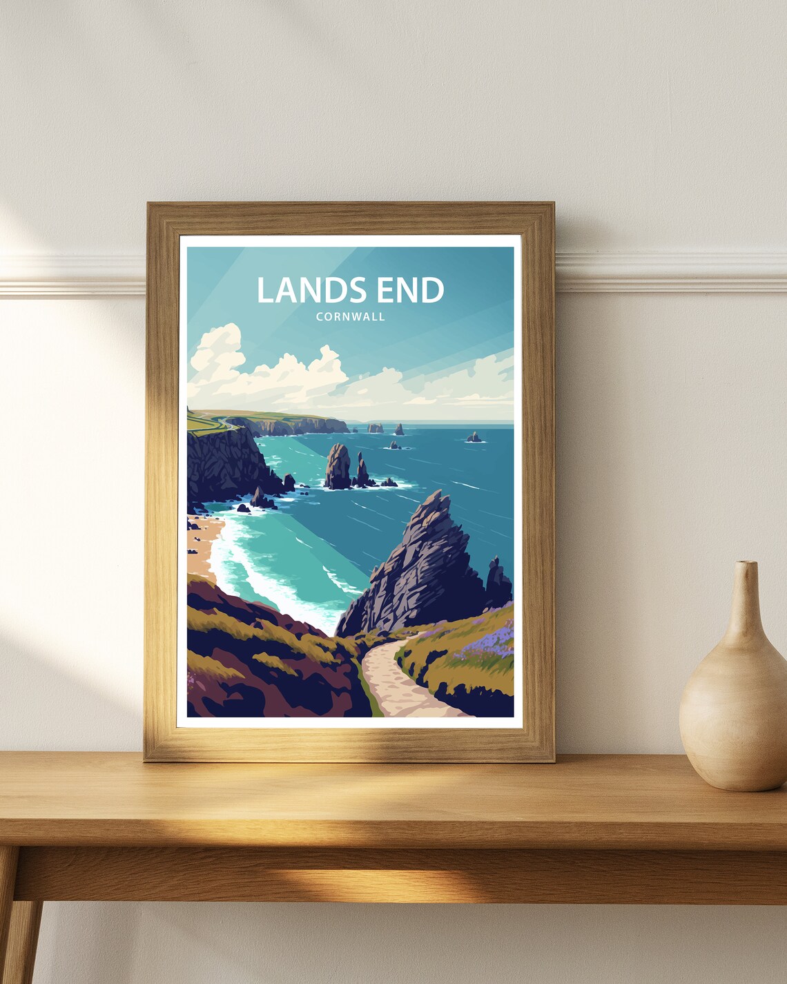 Lands End Cornwall Travel Poster, Wall Art Print - Image 3