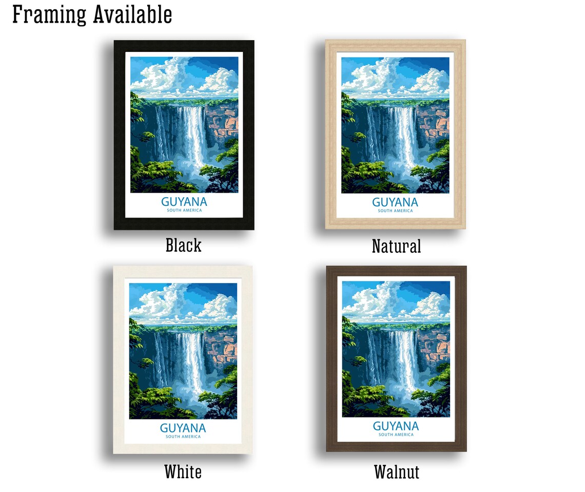 Guyana South America Kaieteur Falls Waterfall Jungle Scene Poster - Image 2
