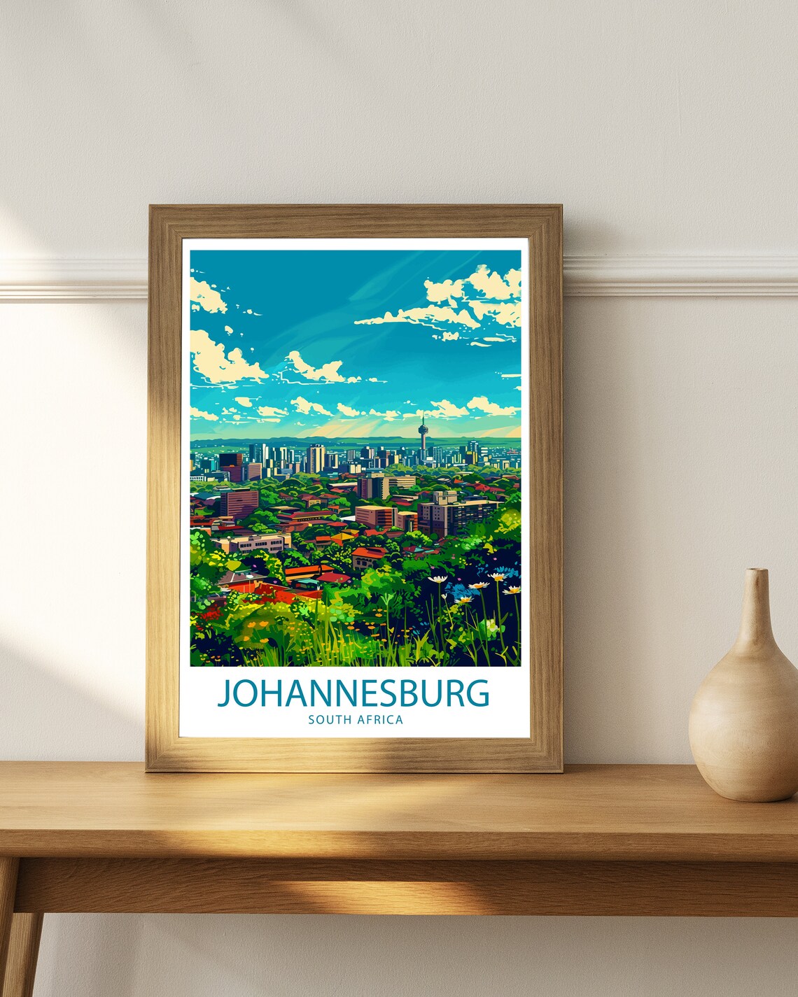 Johannesburg South Africa Skyline Rising Over Green Suburbs Poster - Image 3