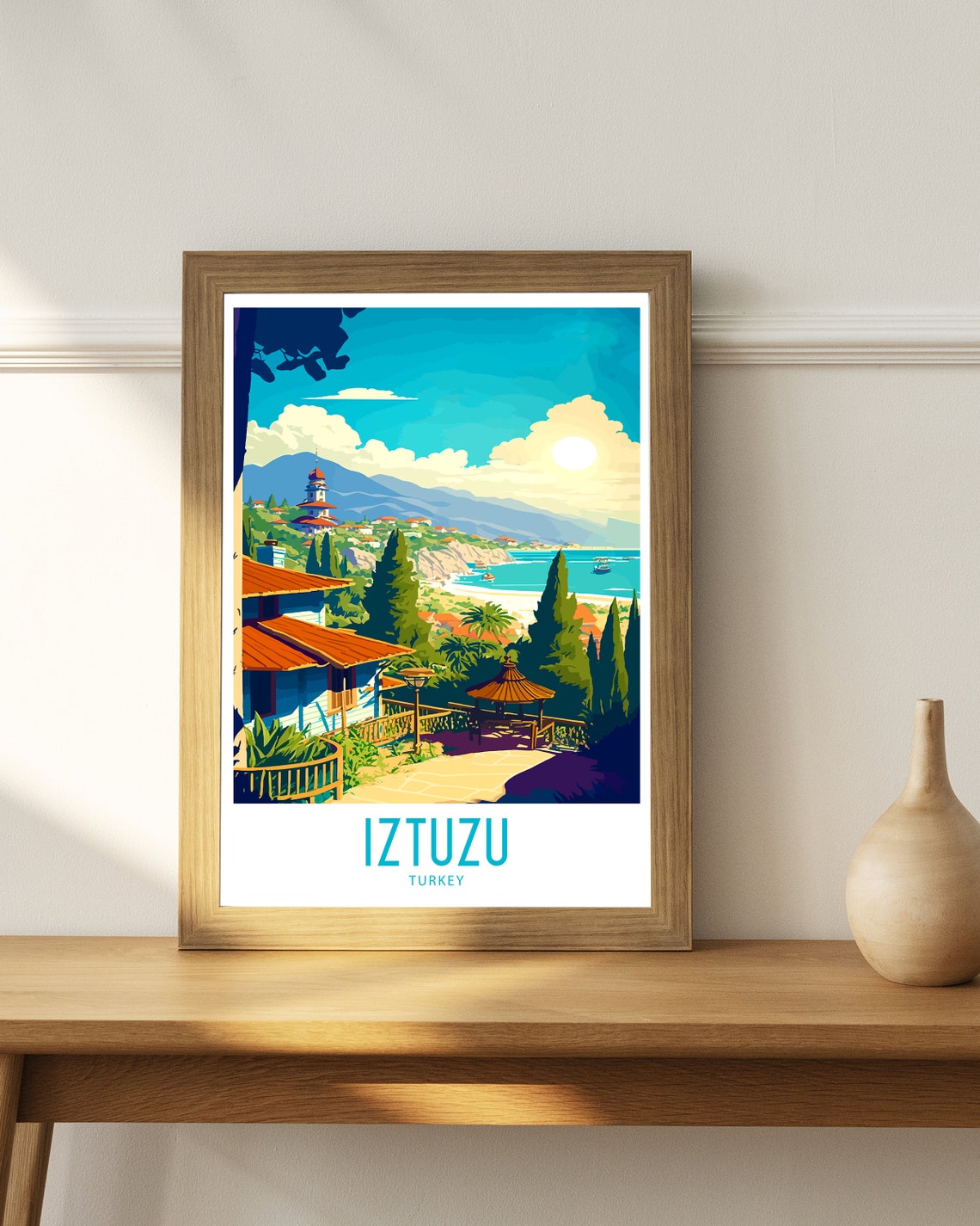 Iztuzu Turkey Coastal Village View Bay Vintage Travel Poster - Image 4