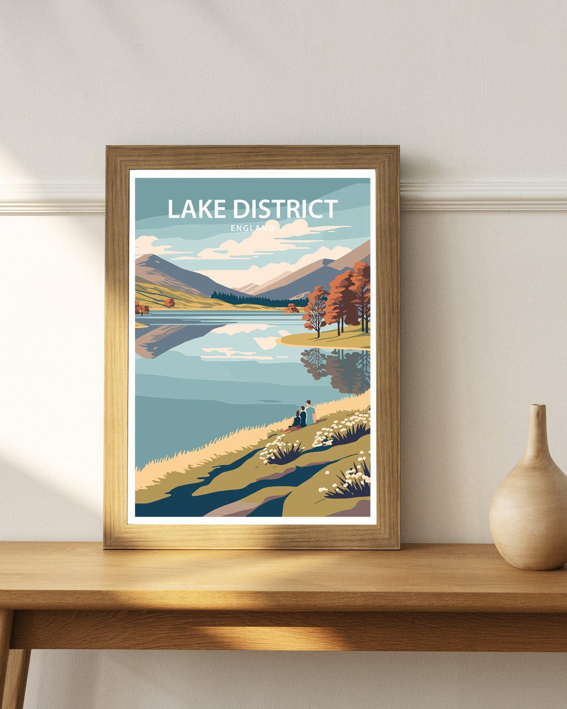 Lake District England Autumn Lakeshore Vintage Travel Poster - Image 2