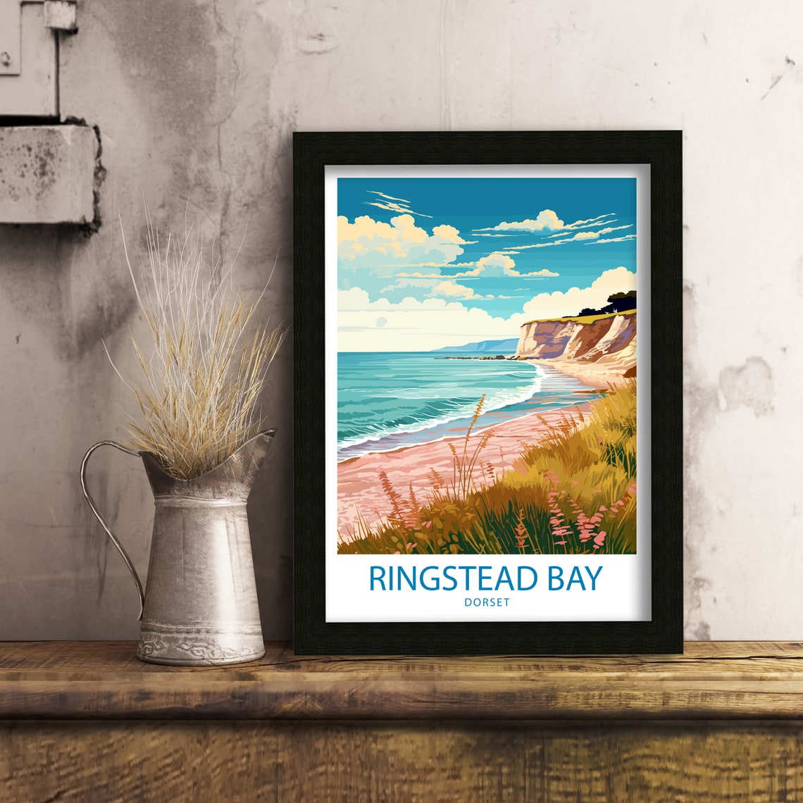 Ringstead Bay Dorset Sandy Beach Golden Cliffs Shore Travel Poster - Image 6