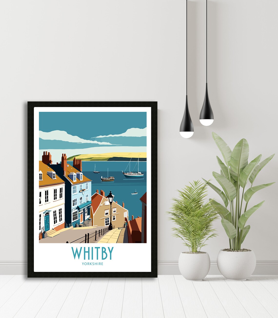 Whitby Travel Poster, Yorkshire Cityscape - Image 5