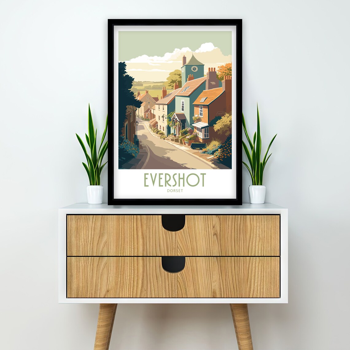 Evershot Dorset Old Village Street Scene Vintage Travel Poster - Image 2